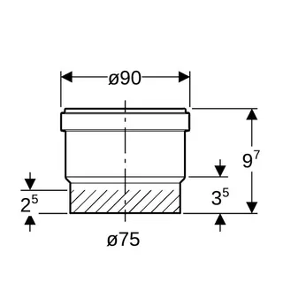 Geberit PE Steckmuffe mit Lippendichtung d75 L8,8 – Bild 4