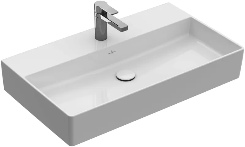 Villeroy & Boch Waschtisch Memento 2.0 800x470mm re-eckig 1HL. m. ÜL. Unterseite geschl. we Alpin