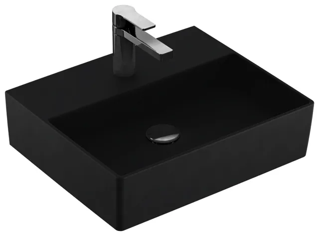 Villeroy & Boch Waschtisch Memento 2.0 500x420mm re-eckig 1HL. o. ÜL Unterseite geschl Graphite c+