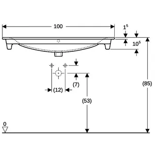 Geberit Renova Plan Möbelwaschtisch, 100x48cm mit Hahnloch, mit Überlauf, weiß – Bild 4