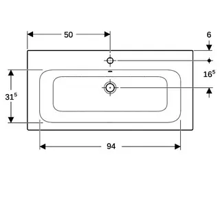 Geberit Renova Plan Möbelwaschtisch, 100x48cm mit Hahnloch, mit Überlauf, weiß – Bild 5