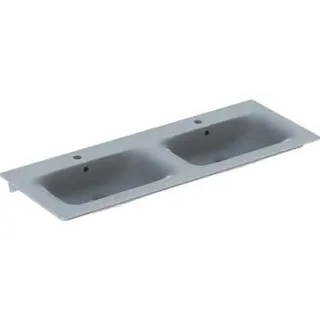 Geberit Renova Plan Doppelmöbelwaschtisch 130x48cm, mit Hahnloch, mit Überlauf, weiß – Bild 2