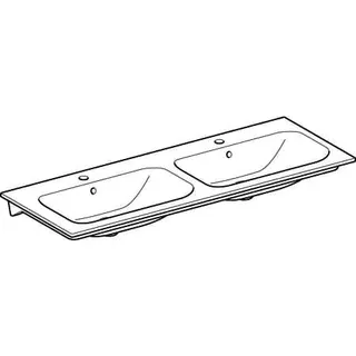 Geberit Renova Plan Doppelmöbelwaschtisch 130x48cm, mit Hahnloch, mit Überlauf, weiß – Bild 3