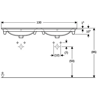 Geberit Renova Plan Doppelmöbelwaschtisch 130x48cm, mit Hahnloch, mit Überlauf, weiß – Bild 4