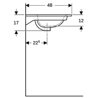 Geberit Renova Plan Doppelmöbelwaschtisch 130x48cm, mit Hahnloch, mit Überlauf, weiß – Bild 5