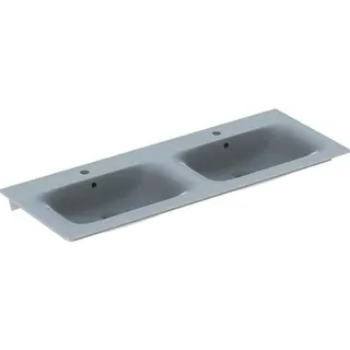 Geberit Renova Plan Doppelmöbelwaschtisch 130x48cm, mit Hahnloch, mit Überlauf, weiß, KeraTect – Bild 2