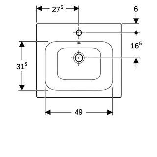 Geberit Renova Plan Möbelwaschtisch, 55x48cm mit Hahnloch, mit Überlauf, weiß – Bild 5
