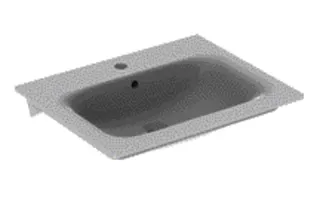 Geberit Renova Plan Möbelwaschtisch, 60x48cm mit Hahnloch, mit Überlauf, weiß, KeraTect