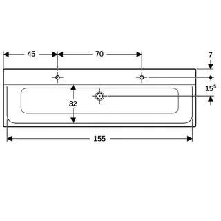 Geberit Xeno2 Möbelwaschtisch, 160x48cm zwei Hl., ohne Überlauf, weiß-alpin – Bild 5