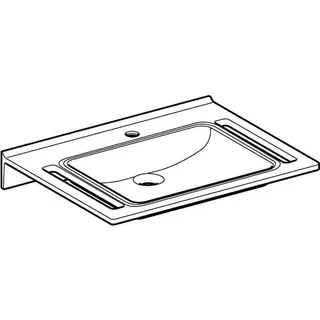 Geberit Publica Waschtisch, eckiges Design, m. Auss. 70x55cm, demenzgerecht, mit Hahnloch,o.Ül, weiß – Bild 3