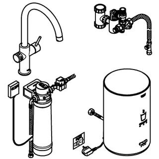 GROHE Armatur und Boiler GROHE Red Duo 30083_1 M-Size C-Ausl. hard graphite gb. – Bild 3