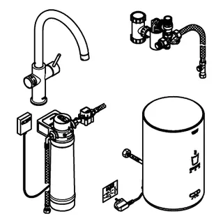 GROHE Armatur und Boiler GROHE Red Duo 30083_1 M-Size C-Ausl. hard graphite gb. – Bild 4