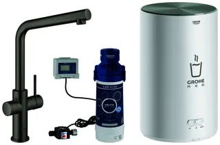 GROHE Armatur und Boiler GROHE Red Duo 30327_1 M-Size L-Ausl. hard graphite gb.