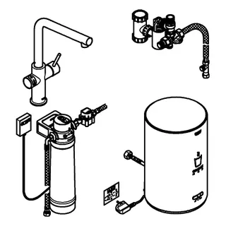 GROHE Armatur und Boiler GROHE Red Duo 30327_1 M-Size L-Ausl. hard graphite gb. – Bild 3