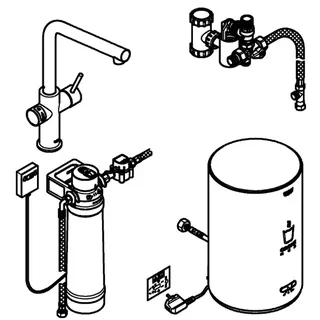 GROHE Armatur und Boiler GROHE Red Duo 30327_1 M-Size L-Ausl. hard graphite gb. – Bild 4