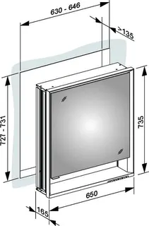 Keuco SPS R. Lumos 14311, l., ohne Ablagef, Einbau, silb-elox., 650x735x165mm – Bild 2