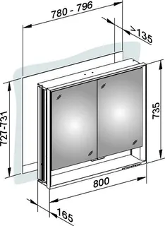 Keuco SPS R. Lumos 14312, mit Ablagef., Einbau, silb-elox., 800x735x165mm – Bild 3