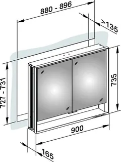 Keuco SPS R. Lumos 14313, mit Ablagef., Einbau, silb-elox., 900x735x165mm – Bild 3
