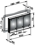 Keuco SPS R. Lumos 14315, mit Ablagef., Einbau, silb-elox., 1200x735x165mm, DALI – Bild 2