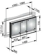 Keuco SPS R. Lumos 14316, mit Ablagef., Einbau, silb-elox., 1400x735x165mm – Bild 2