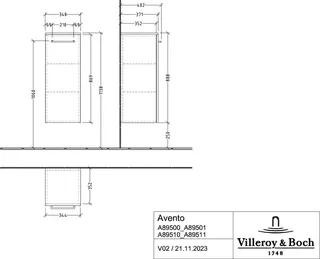 Villeroy & Boch Seitenschrank Avento 347x888x373mm 1 Tür A:re Nordic Oak – Bild 2
