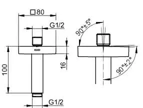Keuco Brausearm Edition 300 53089, Deckenanschluss, 100mm,Schwarzchrom geb. – Bild 2
