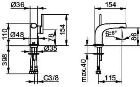 Keuco EHM-Waschtisch-Mischer 80 Edition 400 51504, ohne Ablaufgarnitur, Schwarzchrom geb. – Bild 2