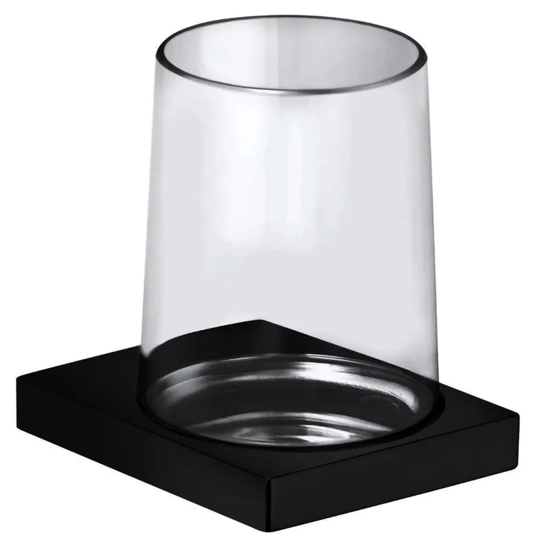 Keuco Glashalter Edition 11 11150, komplett m.Echtkristall-Glas,Schwarzchrom geb.