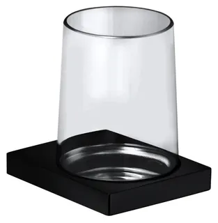 Keuco Glashalter Edition 11 11150, komplett m.Echtkristall-Glas,Schwarzchrom geb.
