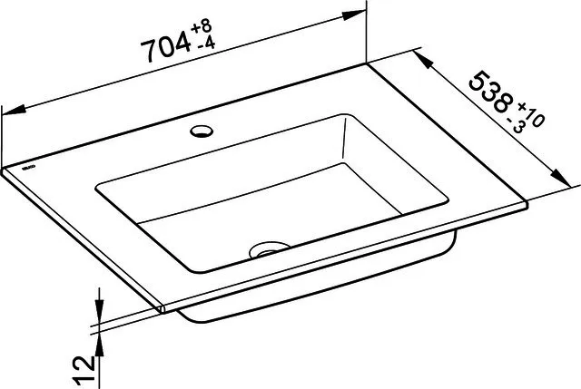 Keuco Ker.-Waschtisch Edition Lignatur 33341 für 1-Loch Armaturen, ws