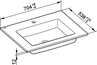 Keuco Ker.-Waschtisch Edition Lignatur 33341 für 1-Loch Armaturen, ws