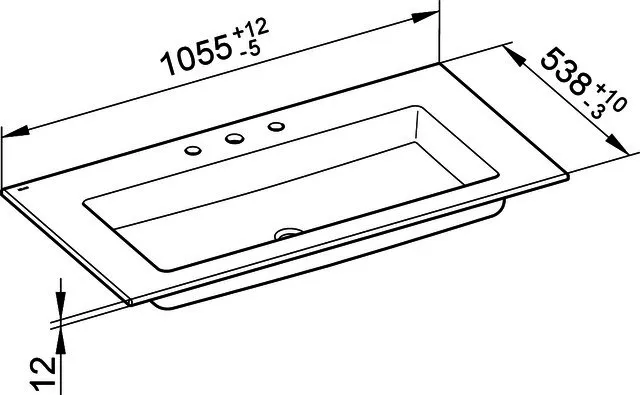 Keuco Ker.-Waschtisch Edition Lignatur 33351 für 3-Loch-Armaturen, ws