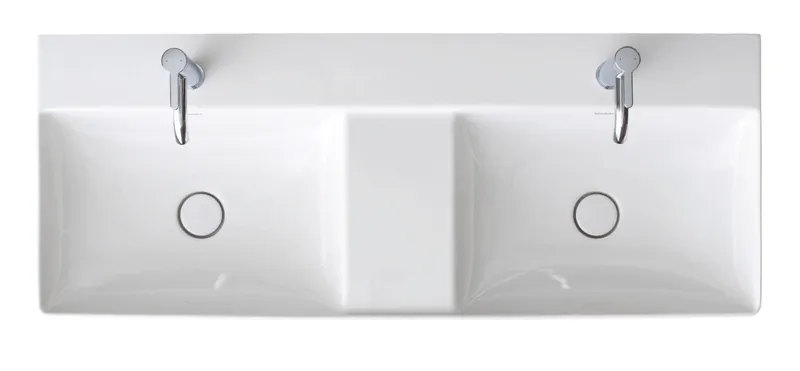 Duravit Doppel-Waschtisch,Möbel-DWT DuraSquare 1200mm o.ÜL, 1 HL je Becken, weiß