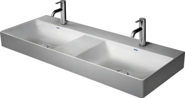 Duravit Doppel-Waschtisch,Möbel-DWT DuraSquare 1200mm o.ÜL, o.HL je Becken, geschl., weiß