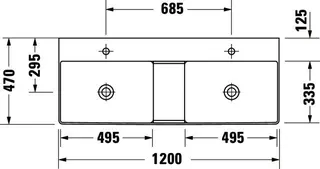 Duravit Doppel-Waschtisch,Möbel-DWT DuraSquare 1200mm o.ÜL, 1 HL je Becken, weiß, WG – Bild 5