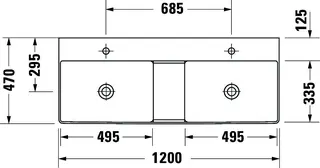 Duravit Doppel-Waschtisch,Möbel-DWT DuraSquare 1200mm o.ÜL, 1 HL je Becken, weiß – Bild 3