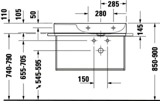 Duravit Möbel-Waschtisch DuraSquare 800mm, Weiß o.ÜL, m.HLB, 1 HL, Becken rechts – Bild 4
