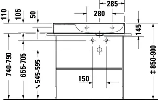 Duravit Möbel-Waschtisch DuraSquare 800mm, Weiß o.ÜL, m.HLB, 1 HL, Becken rechts – Bild 5