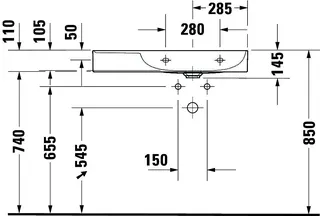 Duravit Möbel-Waschtisch DuraSquare 800mm, Weiß o.ÜL, m.HLB, 1 HL, Becken rechts – Bild 3