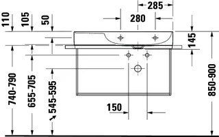 Duravit Möbel-Waschtisch DuraSquare 800mm, Weiß o.ÜL, m.HLB, o.HL, Becken rechts – Bild 3