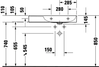 Duravit Möbel-Waschtisch DuraSquare 800mm, Weiß o.ÜL, m.HLB, o.HL, Becken rechts – Bild 5