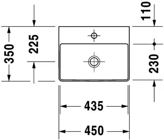Duravit Handwaschbecken DuraSquare 450mm o.ÜL, m.HLB, o.HL, weiß – Bild 2