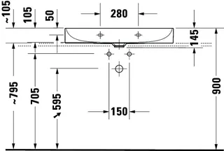 Duravit Möbelwaschtisch DuraSquare 800mm o.ÜL,mit HLB,o.HL,weiß,geschliffen – Bild 2