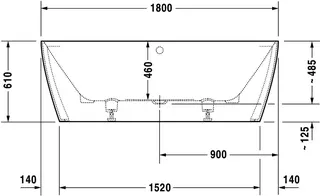Duravit DuraSquare Badewanne 1800x800,Vorw.,Nahtl.VK Rückenschr.2 L/R, inkl.Fußg.,Weiß Matt – Bild 4