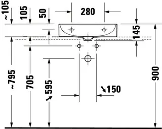 Duravit Möbel-Waschtisch DuraSquare 500mm, Weiß o.ÜL, m.HLB, o.HL, geschliffen – Bild 5