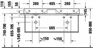 Duravit Metallkonsole WH DuraSquare f. 235312 HTH links/rechts, Chrom – Bild 2