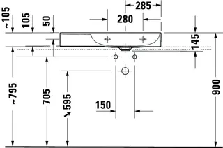 Duravit Möbel-Waschtisch DuraSquare 800mm, Weiß o.ÜL, m.HLB, 1 HL, Becken r., geschl. – Bild 4