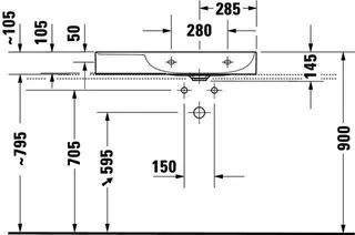 Duravit Möbel-Waschtisch DuraSquare 800mm, Weiß o.ÜL,m.HLB,1 HL,Becken r.,geschl.WG – Bild 5