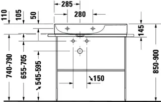 Duravit Möbel-Waschtisch DuraSquare 800mm, Weiß o.ÜL, m.HLB, o.HL, Becken links – Bild 4