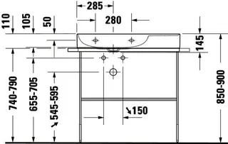 Duravit Möbel-Waschtisch DuraSquare 800mm, Weiß o.ÜL, m.HLB, 1 HL, Becken links – Bild 5